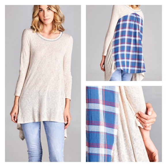 Reverse Pattern Back 3/4 Sleeve Top - Picture 1 of 4